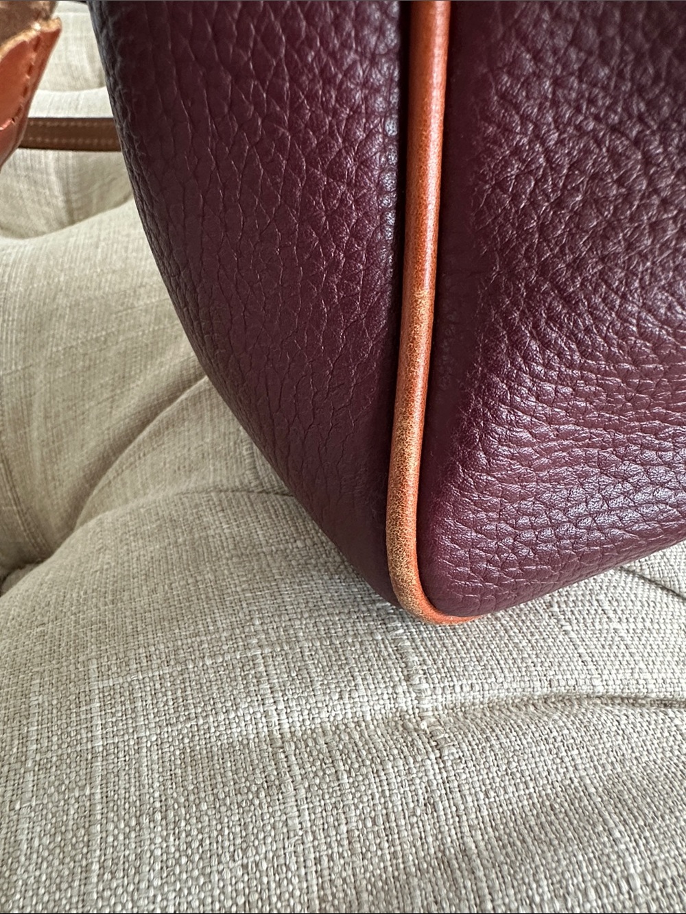 Dooney & Bourke Burgundy Pebble Leather Crossbody with Brown Trim - Picture 6 of 10